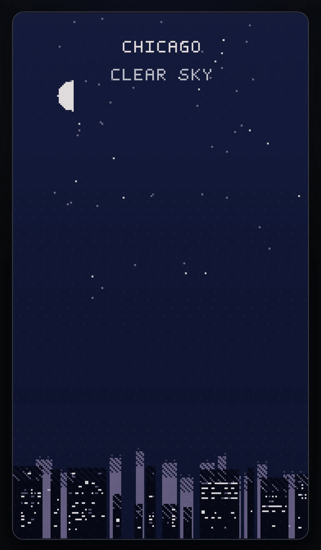 シカゴの夜空を表示したAmbient mode