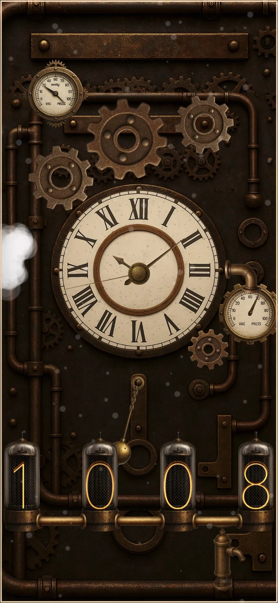 SteamClockの歯車とアナログ時計