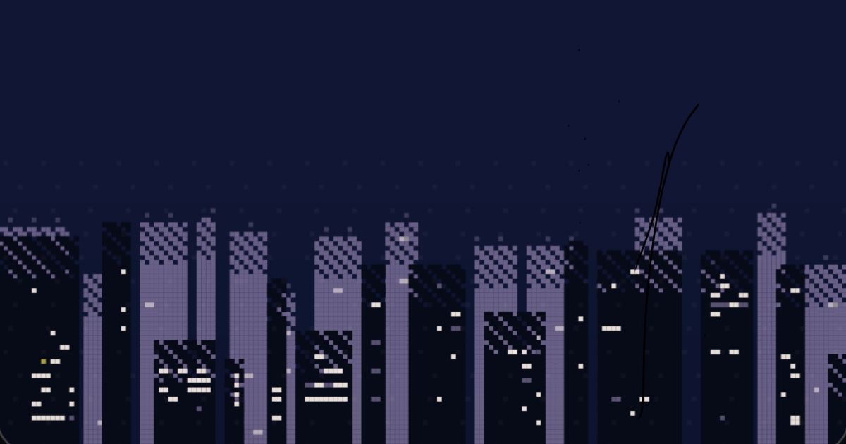 ドット絵の空模様を表示するDotWeatherの画面