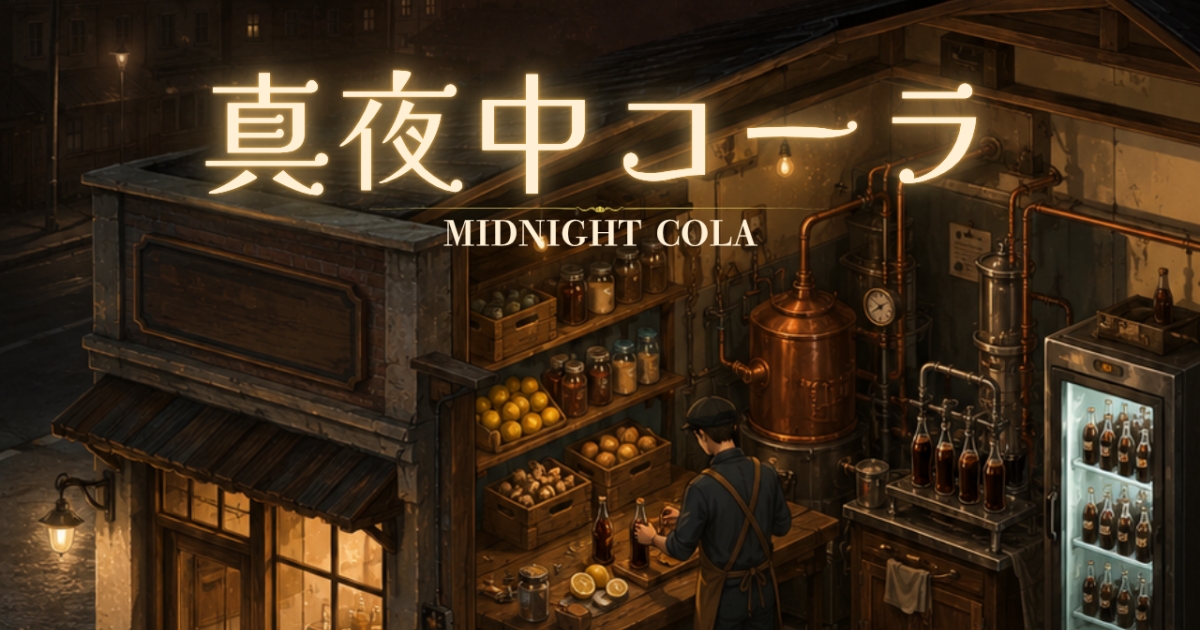 深夜の工房でクラフトコーラを仕込む真夜中コーラの画面